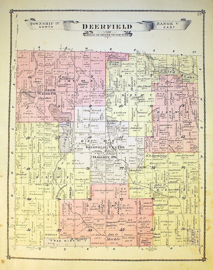 Deerfield Twp - 1875 Plat Map